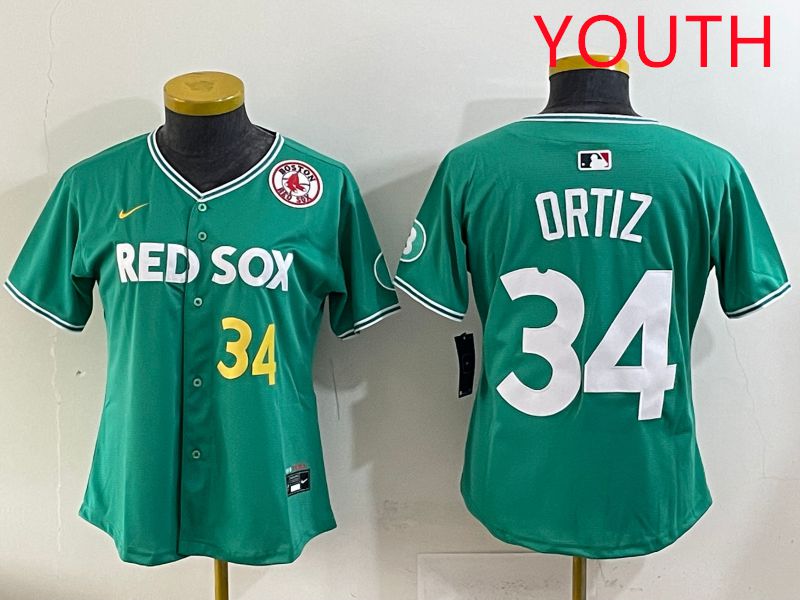 Youth 2025 Boston Red Sox #34 Ortiz Dark Green Joint Name Nike MLB Jersey style 6